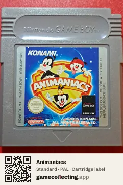 Animaniacs Game Boy, PAL cartridge label
