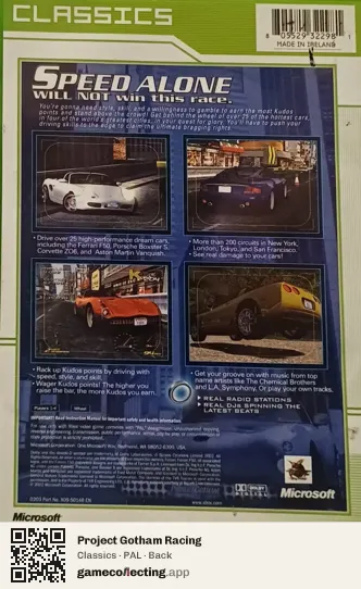 Project Gotham Racing Xbox, PAL box back