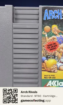 Arch Rivals Nintendo Entertainment System, NTSC cartridge label