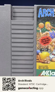 Arch Rivals Nintendo Entertainment System, NTSC cartridge label