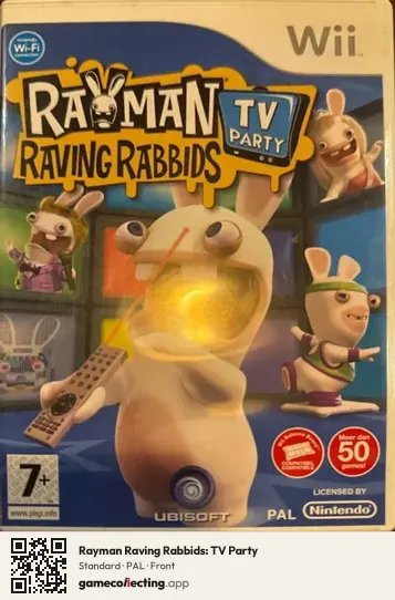Rayman Raving Rabbids: TV Party Nintendo Wii, PAL box front