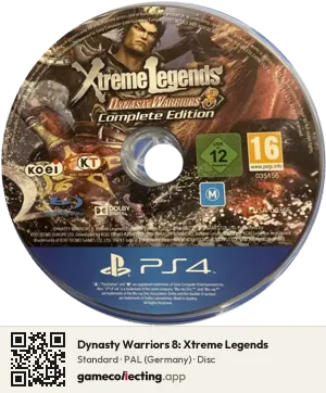 Dynasty Warriors 8: Xtreme Legends PlayStation 4, PAL disc