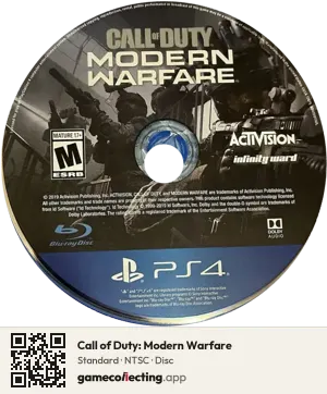 Call of Duty: Modern Warfare PlayStation 4, NTSC disc