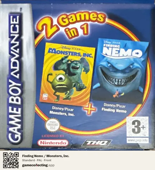 Finding Nemo / Monsters, Inc. Game Boy Advance, PAL box front
