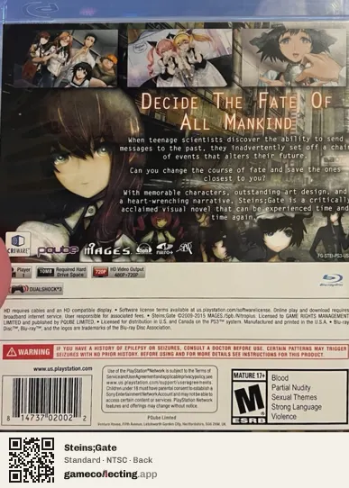 Steins;Gate PlayStation 3, NTSC box back