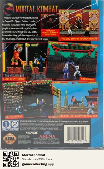 Mortal Kombat Sega Mega-CD / Sega CD, NTSC box back