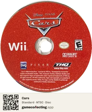 Cars Nintendo Wii, NTSC disc