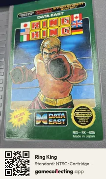 Ring King Nintendo Entertainment System, NTSC cartridge label