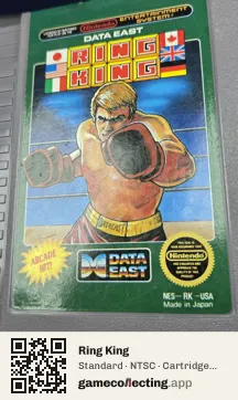 Ring King Nintendo Entertainment System, NTSC cartridge label
