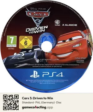Cars 3: Driven to Win PlayStation 4, PAL disc