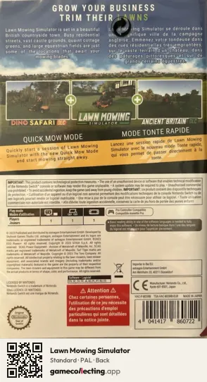 Lawn Mowing Simulator Nintendo Switch, PAL box back
