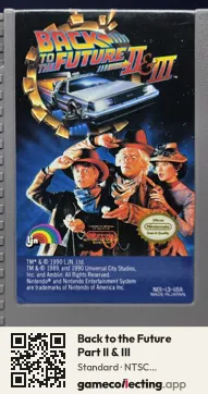 Back to the Future Part II & III Nintendo Entertainment System, NTSC cartridge label