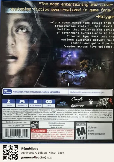 République PlayStation 4, NTSC box back