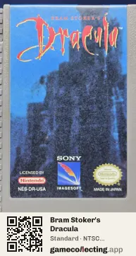 Bram Stoker's Dracula Nintendo Entertainment System, NTSC cartridge label