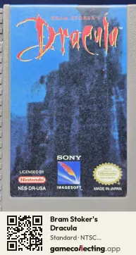 Bram Stoker's Dracula Nintendo Entertainment System, NTSC cartridge label