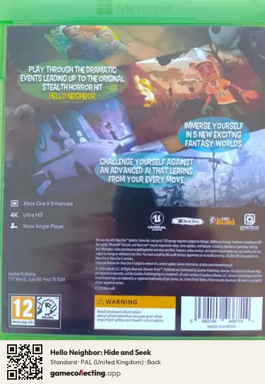 Hello Neighbor: Hide and Seek Xbox One, United Kingdom box back