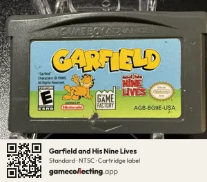 Garfield and His Nine Lives Game Boy Advance, NTSC cartridge label