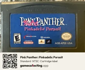 Pink Panther: Pinkadelic Pursuit Game Boy Advance, NTSC cartridge label