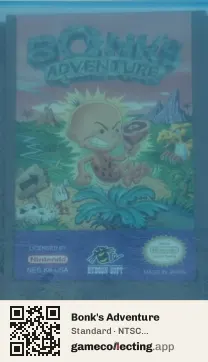 Bonk's Adventure Nintendo Entertainment System, NTSC cartridge label