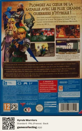 Hyrule Warriors Nintendo Wii U, France box back