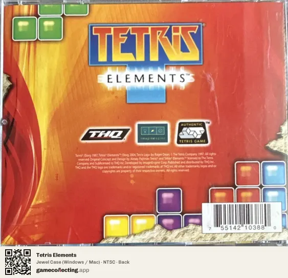 Tetris Elements Computer, NTSC box back