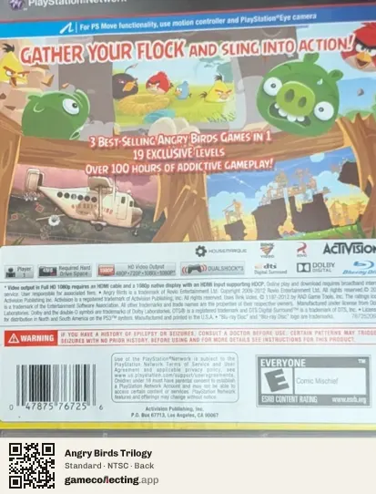 Angry Birds Trilogy PlayStation 3, NTSC box back