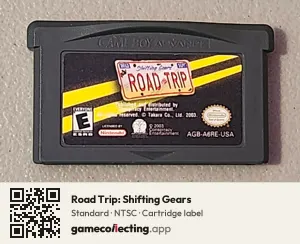 Road Trip: Shifting Gears Game Boy Advance, NTSC cartridge label