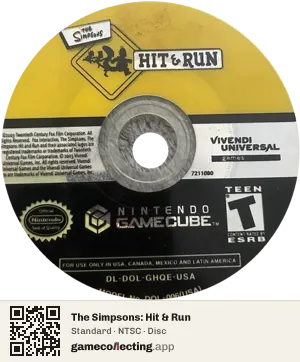 The Simpsons: Hit & Run Nintendo GameCube, NTSC disc
