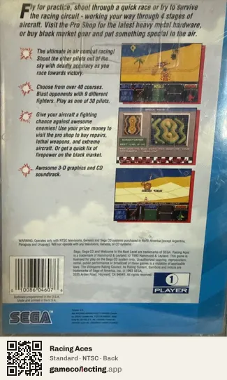 Racing Aces Sega Mega-CD / Sega CD, NTSC box back