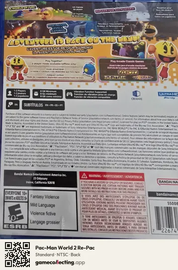 Pac-Man World 2 Re-Pac PlayStation 5, NTSC box back