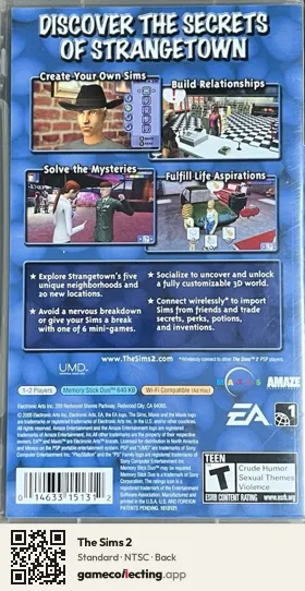 The Sims 2 PlayStation Portable, NTSC box back