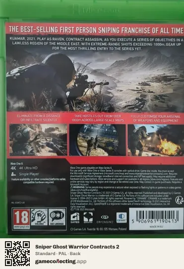 Sniper Ghost Warrior Contracts 2 Xbox One, PAL box back