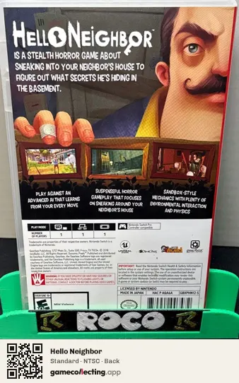 Hello Neighbor Nintendo Switch, NTSC box back