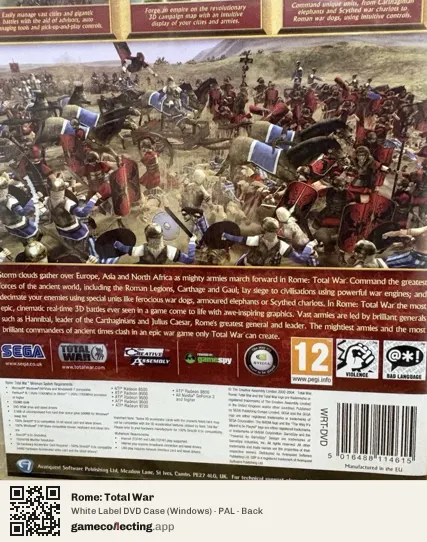 Rome: Total War Computer, PAL box back