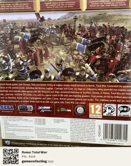 Rome: Total War Computer, PAL box back