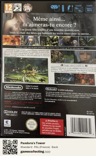 Pandora's Tower Nintendo Wii, France box back
