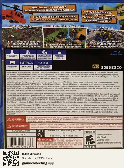 8-Bit Armies PlayStation 4, NTSC box back