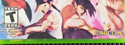 Super Street Fighter IV: Arcade Edition, the ESRB box on its front