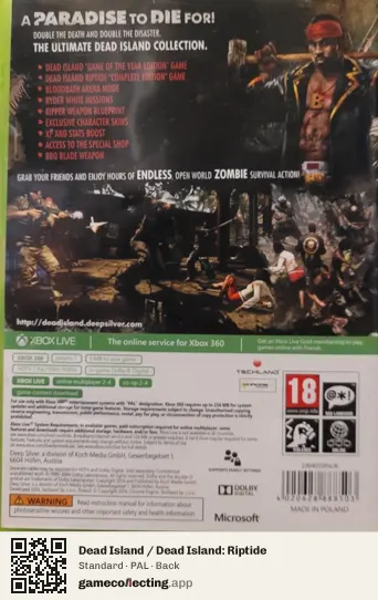 Dead Island / Dead Island: Riptide Xbox 360, PAL box back
