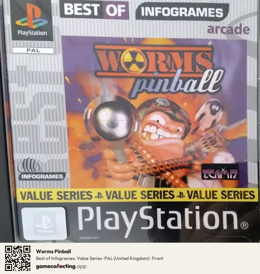 Worms Pinball PlayStation, United Kingdom box front