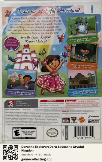 Dora the Explorer: Dora Saves the Crystal Kingdom Nintendo Wii, NTSC box back
