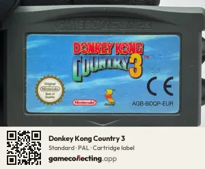 Donkey Kong Country 3 Game Boy Advance, PAL cartridge label