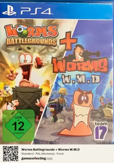 Worms Battlegrounds + Worms W.M.D PlayStation 4, Germany box front