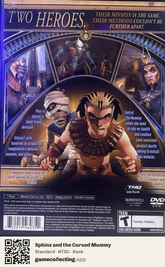 Sphinx and the Cursed Mummy PlayStation 2, NTSC box back