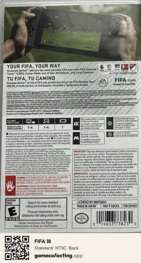FIFA 18 Nintendo Switch, NTSC box back