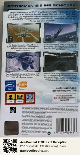 Ace Combat X: Skies of Deception PlayStation Portable, Germany box back