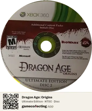 Dragon Age: Origins Xbox 360, NTSC disc