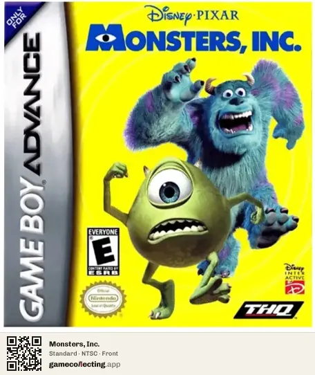 Monsters, Inc. Game Boy Advance, NTSC box front