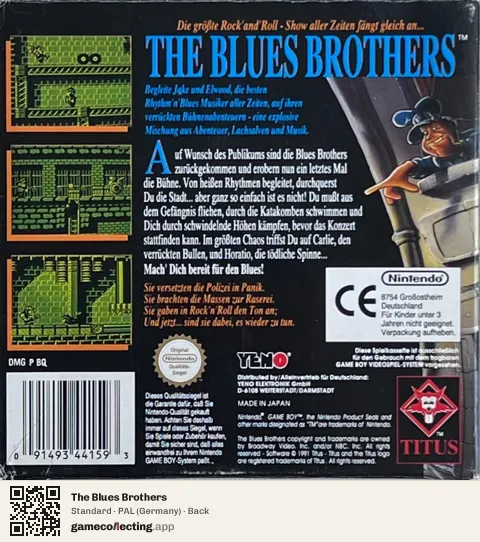 The Blues Brothers Game Boy, Germany box back