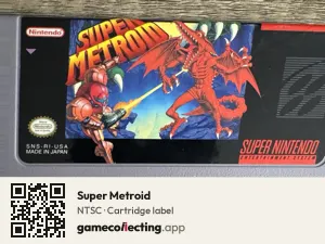 Super Metroid Super Nintendo Entertainment System, NTSC cartridge label